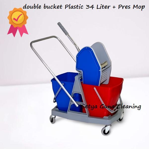 double bucket Plastic 34 Liter + Pres Mop