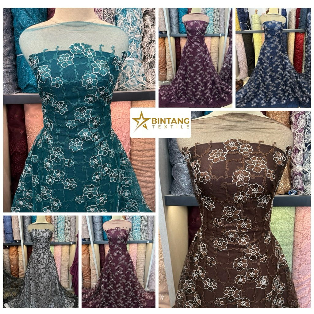 Kain tile brokat Prada premium / bahan kebaya tunik gamis atasan