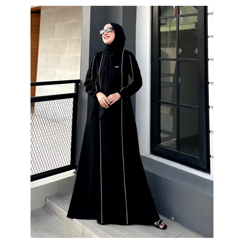 Radwah Series | Abaya Wanita Muslim Mewah Simple Syari Remaja Dress Hitam