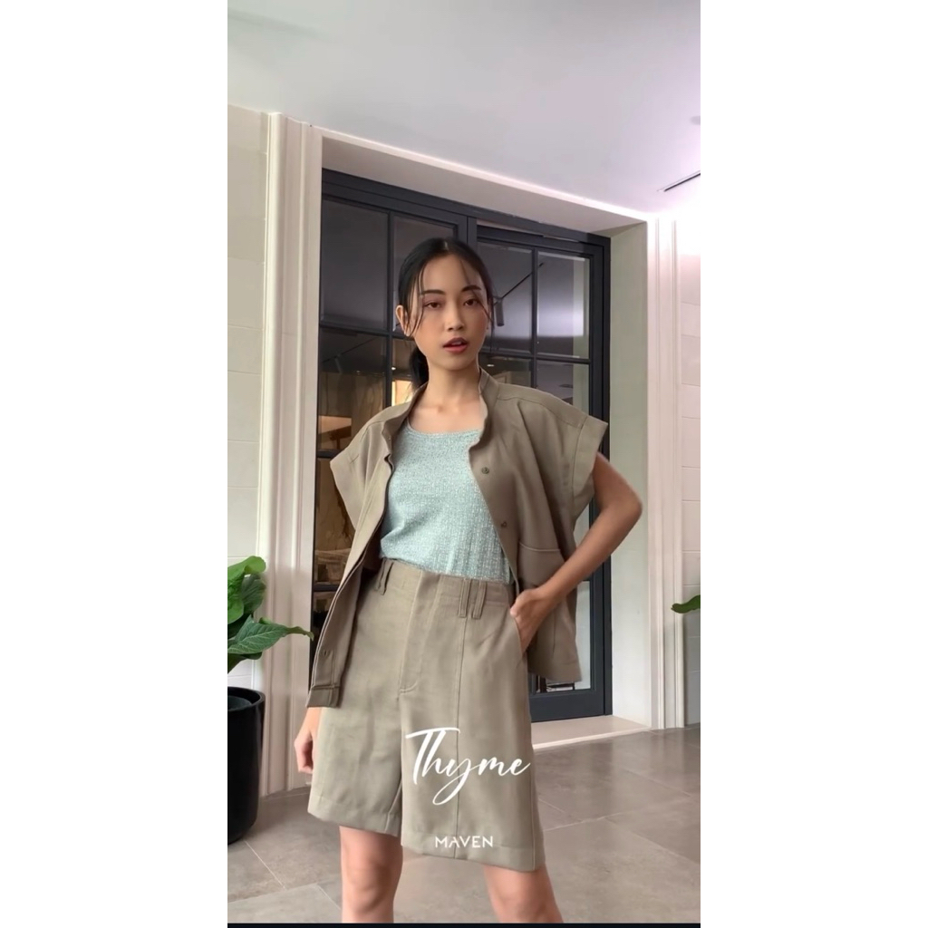 Maven Hiro top Thyme, hijau lumut. Hanya atasan