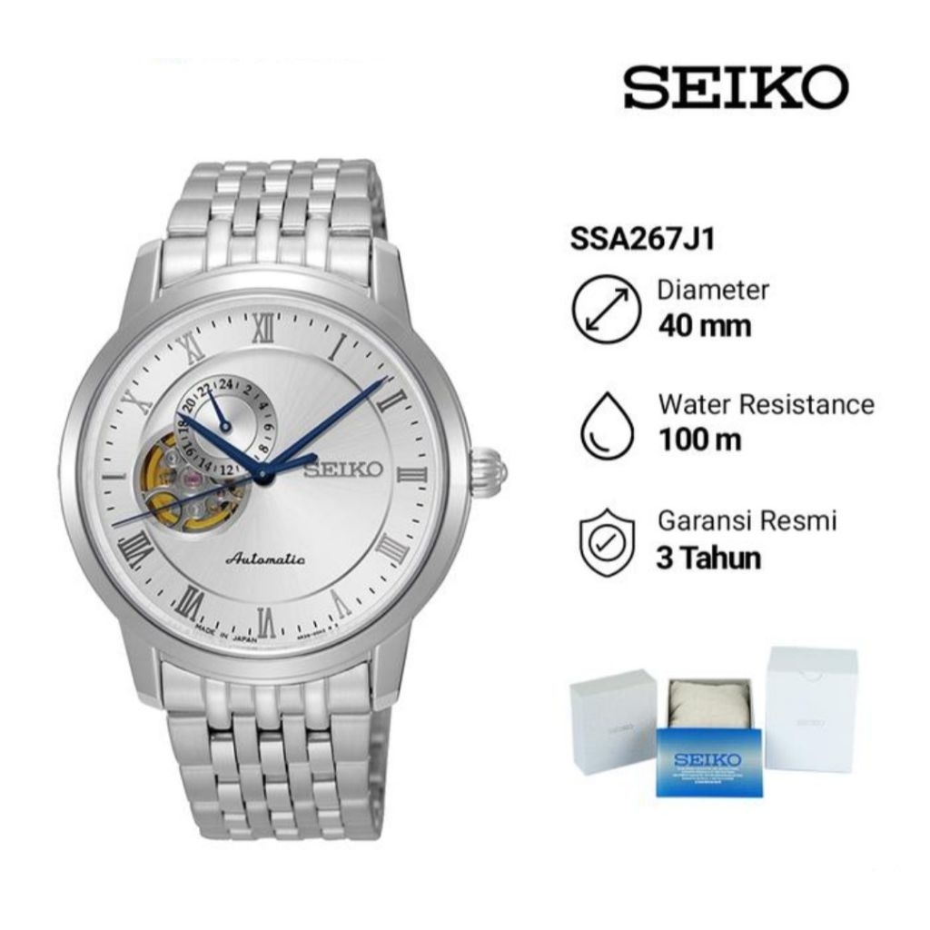 Seiko Automatic SSA267J1 Open Heart Jam Tangan Pria Original