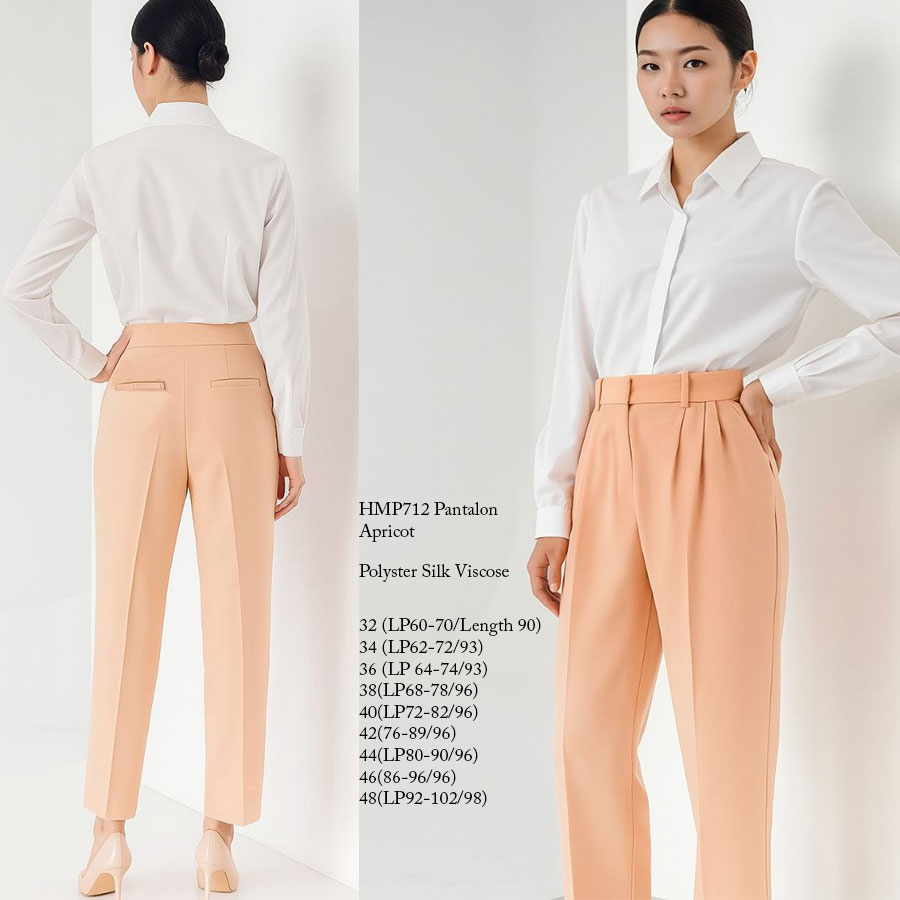 HM712 PANTALON  ANKLE TROUSER APRICOT Pants Celana Panjang Wanita Branded