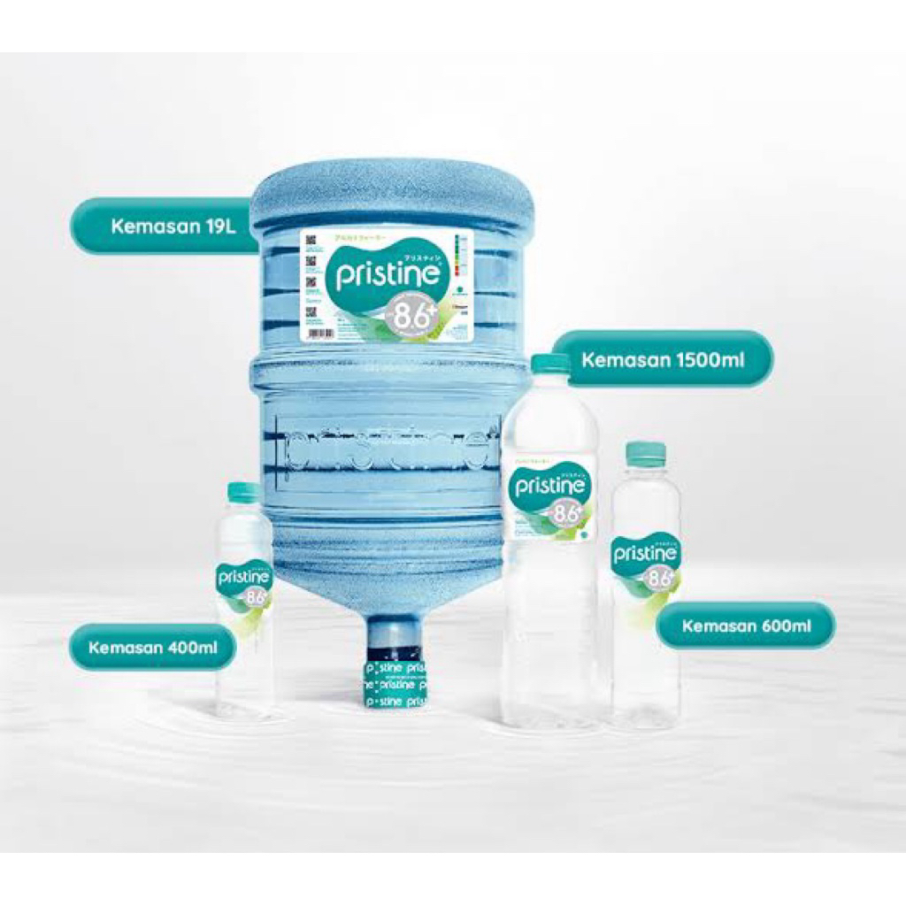 

PRISTINE 8.6+ 400ML ISI 24 BOTOL DAN GALON 19L