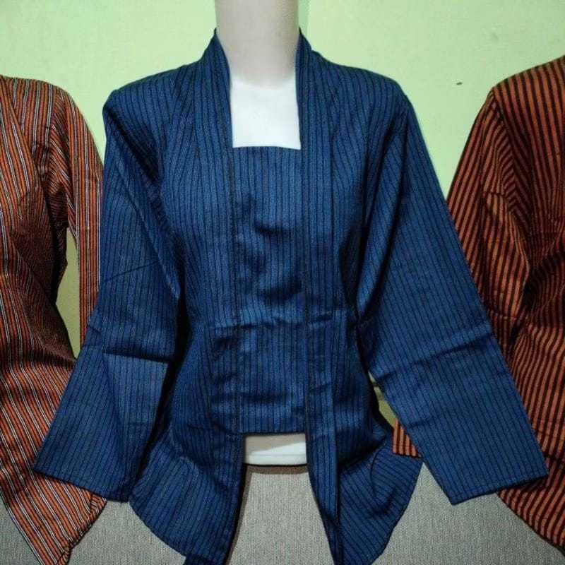 Kebaya Lurik Adat Jawa Baju Lurik Wanita Dewasa Kebaya Lurik Biru