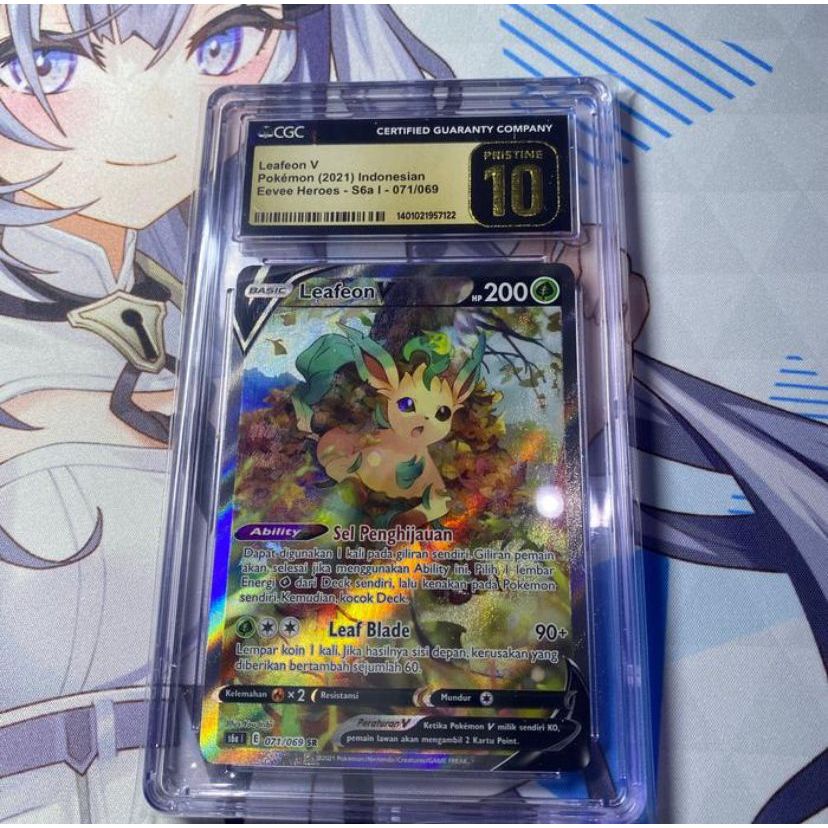 Pokemon TCG ID Indonesia SWSH S6a Leafeon V SR AA CGC 10 Pristine PSA