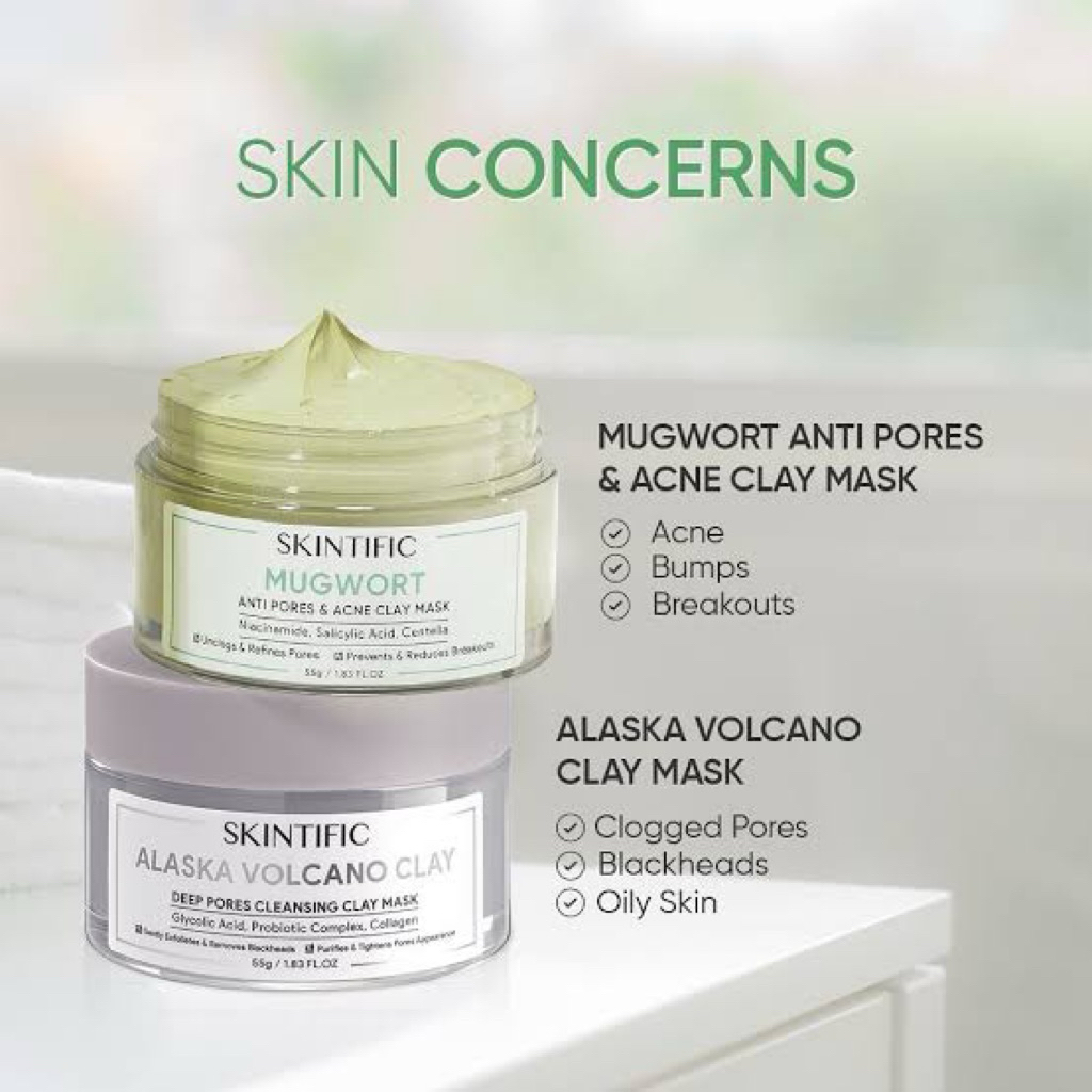 [Preloved] Skintific Mugwort dan Alasca Volcano Mask Acne Clay Mask 55Gr