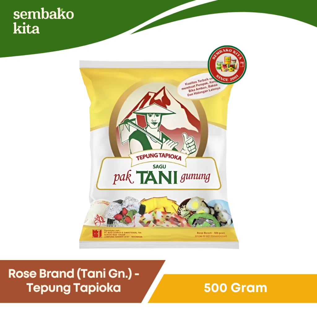 

Rose Brand – Tepung Tapioka / Sagu Pak Tani Gunung 500g