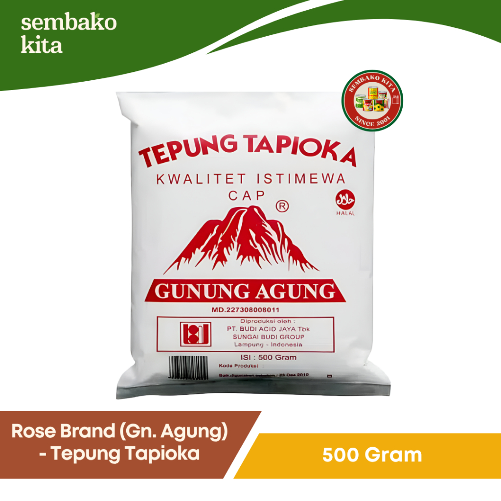 

Rose Brand – Tepung Tapioka / Sagu Gunung Agung 500g