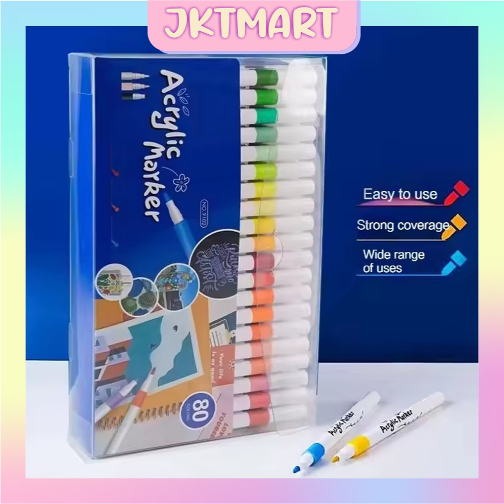 

⭐ JKTMART ⭐ 24/36/48/60/80 Colors Pen Akrilik Marker Warna Cepat Kering Tahan Air / Spidol Acrylic Painter / Menggambar Kreativitas Seni Edukasi Anak Acrylic Marker Set Spidol Akrilik DIY Painting Spidol Pastel S151
