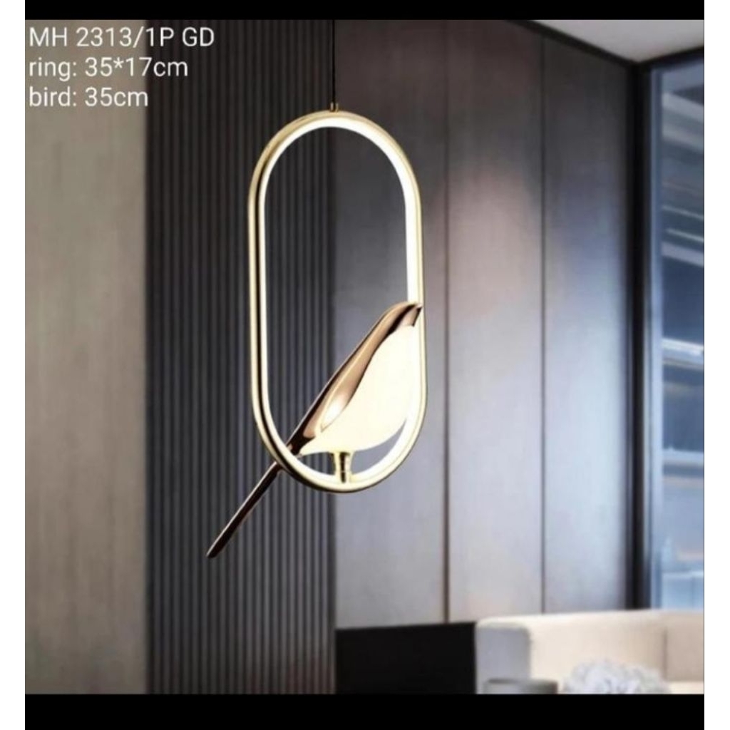 Lampu hias gantung linear LED burung bird led nordic bedside lamp 2313 bird ring hanging ring frame 