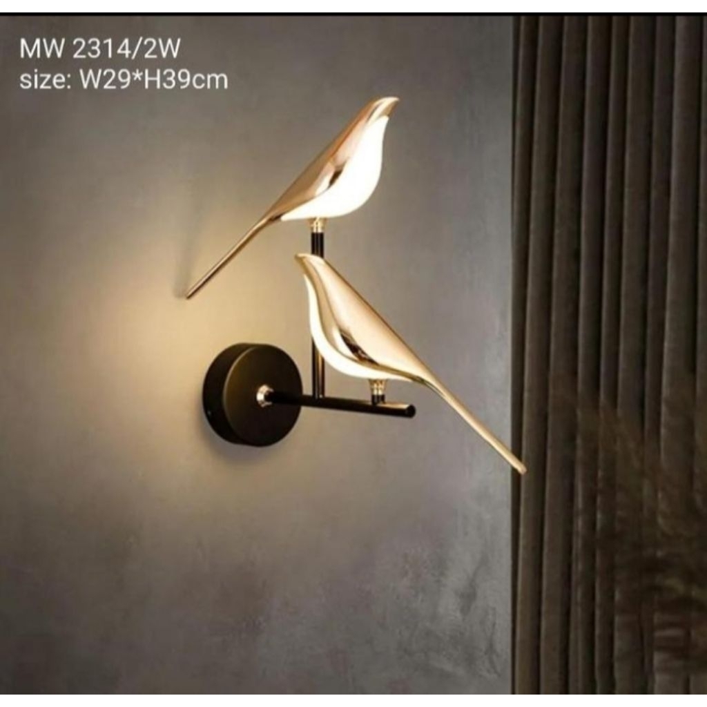 Lampu hias gantung dinding burung birds nordic linear LED bedside bird lamp 2314 LED lamp modern min