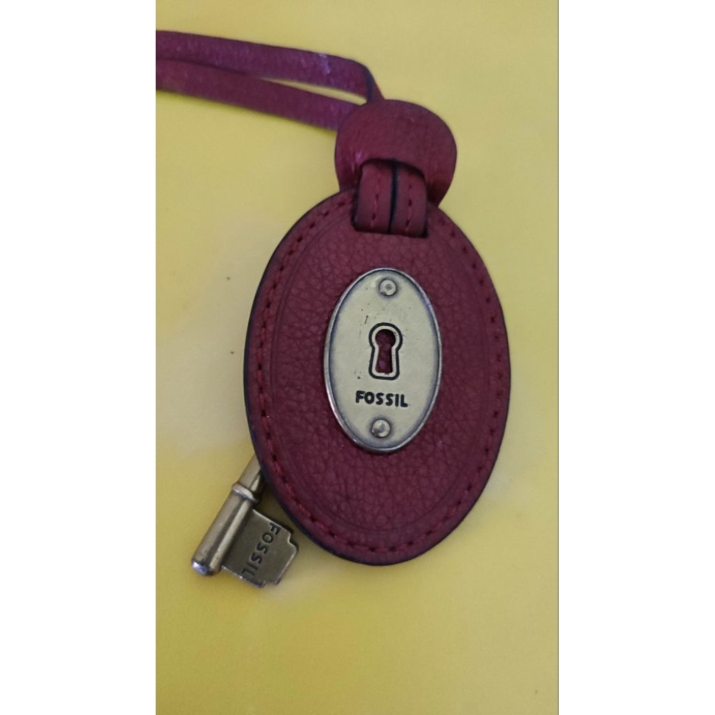 fossil keyfob rosegold maroon