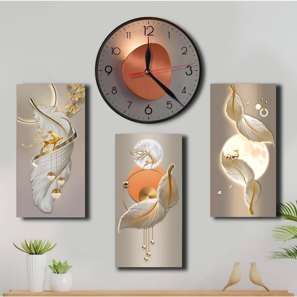 HOT DEALS JAM DINDING JAM ESTETIK DINDING HIASAN DINDING - SET JAM 3D DAN HIASAN DINDING MINIMALIS 3