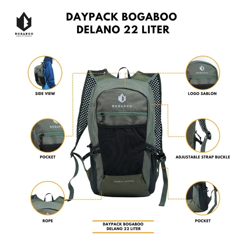 COD Tas daypack bogaboo delano 22 L - tas sekolah - tas summit - daypack summit -tas ultralight - ta