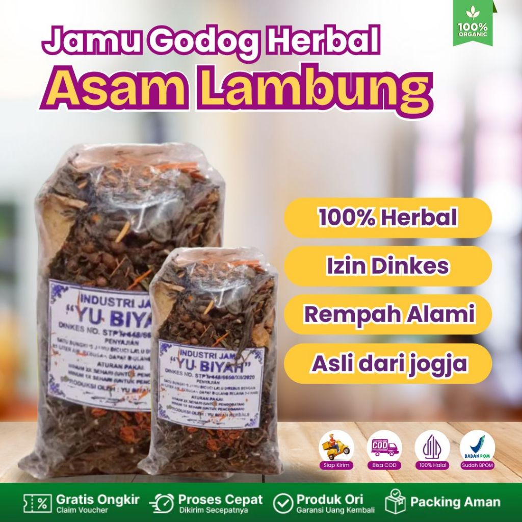 

Yu Biyan HERBAL ASAM LAMBUNG 100% Organik Jamu Godog Herbal Izin Dinkes Rempah Alami Asli dari Jogja