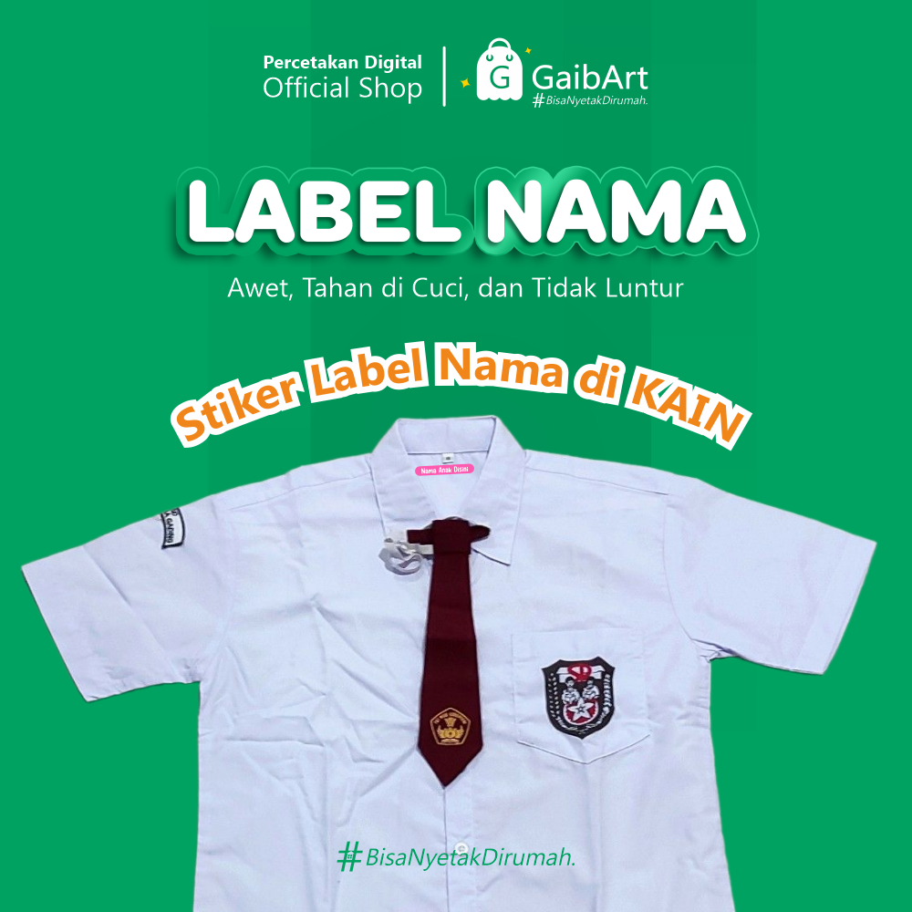 

GaibArt Nyetak Label Nama Baju DTF 5 x 0,8 cm Awet Tahan di Cuci dan Tidak Luntur