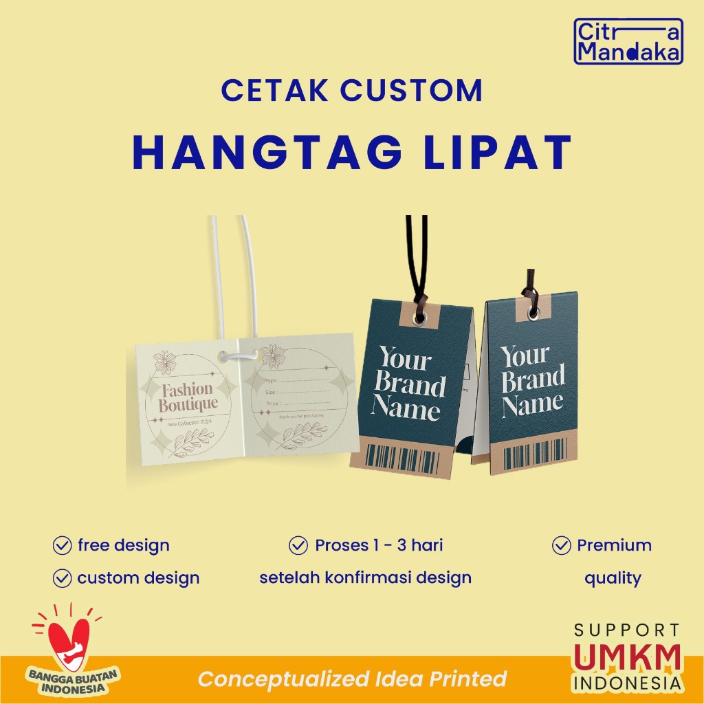 

Hang Tag Custom Lipat 1 Sisi Baju | Aksesoris | Souvenir | Tag Label Baju | Hampers 2 Sisi