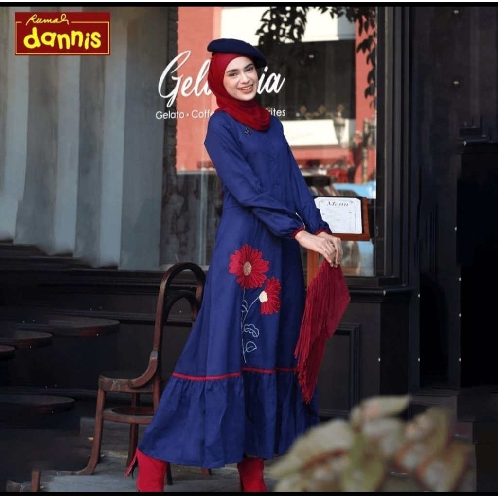 abaya dewasa dannis,230610,UK.xxl,warna navy,promo