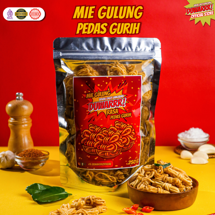 

DUWARRR! Mie Gulung Pedas Gurih – Sekali Gigit Langsung DUWARRR! | Pedas Gurih | 100g–1000g