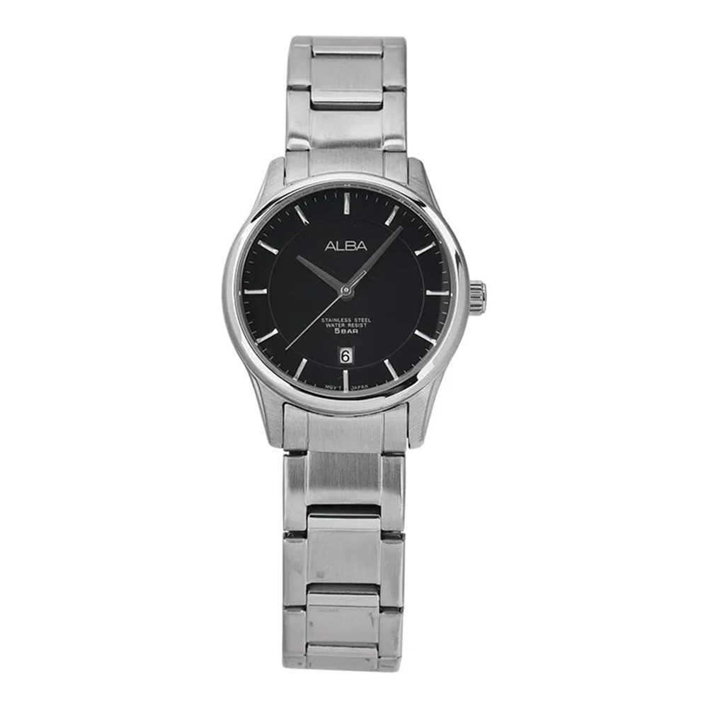 Jam Tangan Wanita Alba Prestige Ladies Stainless Steel Strap Black Dial