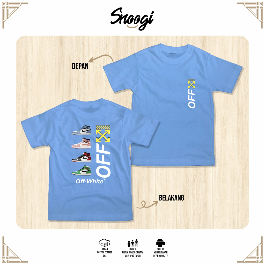 Kaos Anak & Remaja Laki-Laki 1-17 Tahun OFF WHITE JORDAN Cotton Combad 30s Baju Kaos