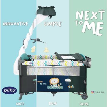 PRELOVED - Pliko Next to Me Travel Cot B 828 SLR Box Bayi Kelambu Sisi Bisa Turun