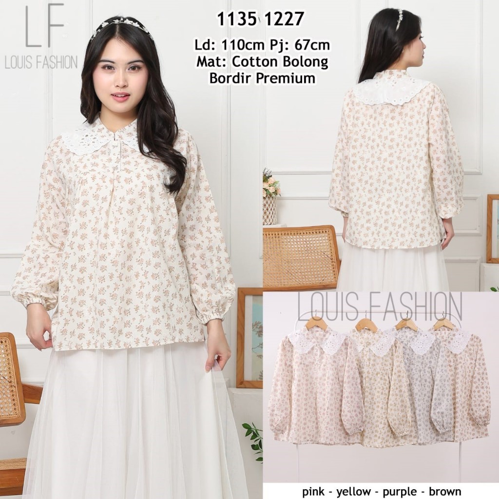 atasan blouse katun motif bunga