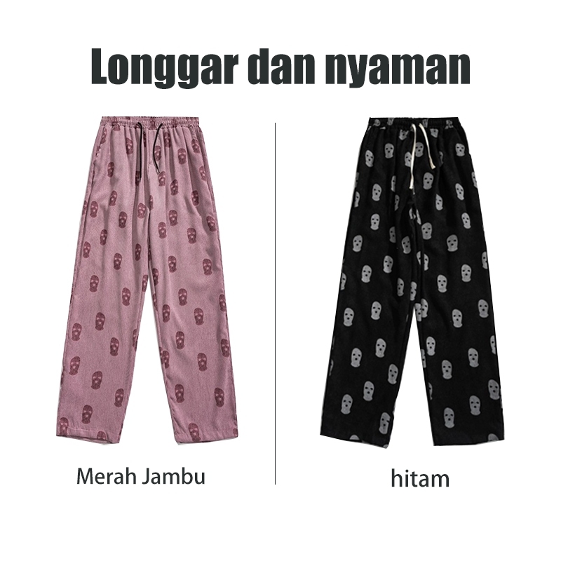 celana corduroy pria celana snsb Unisex pola vintage Amerika celana korduroy pria baggy pants cowok 