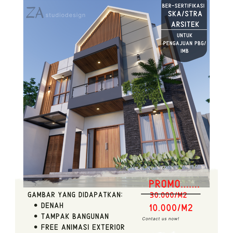 Jasa Desain Rumah 3D Full Render Paket komplit Custom CAD IMB / PBG BER SKA-STRA