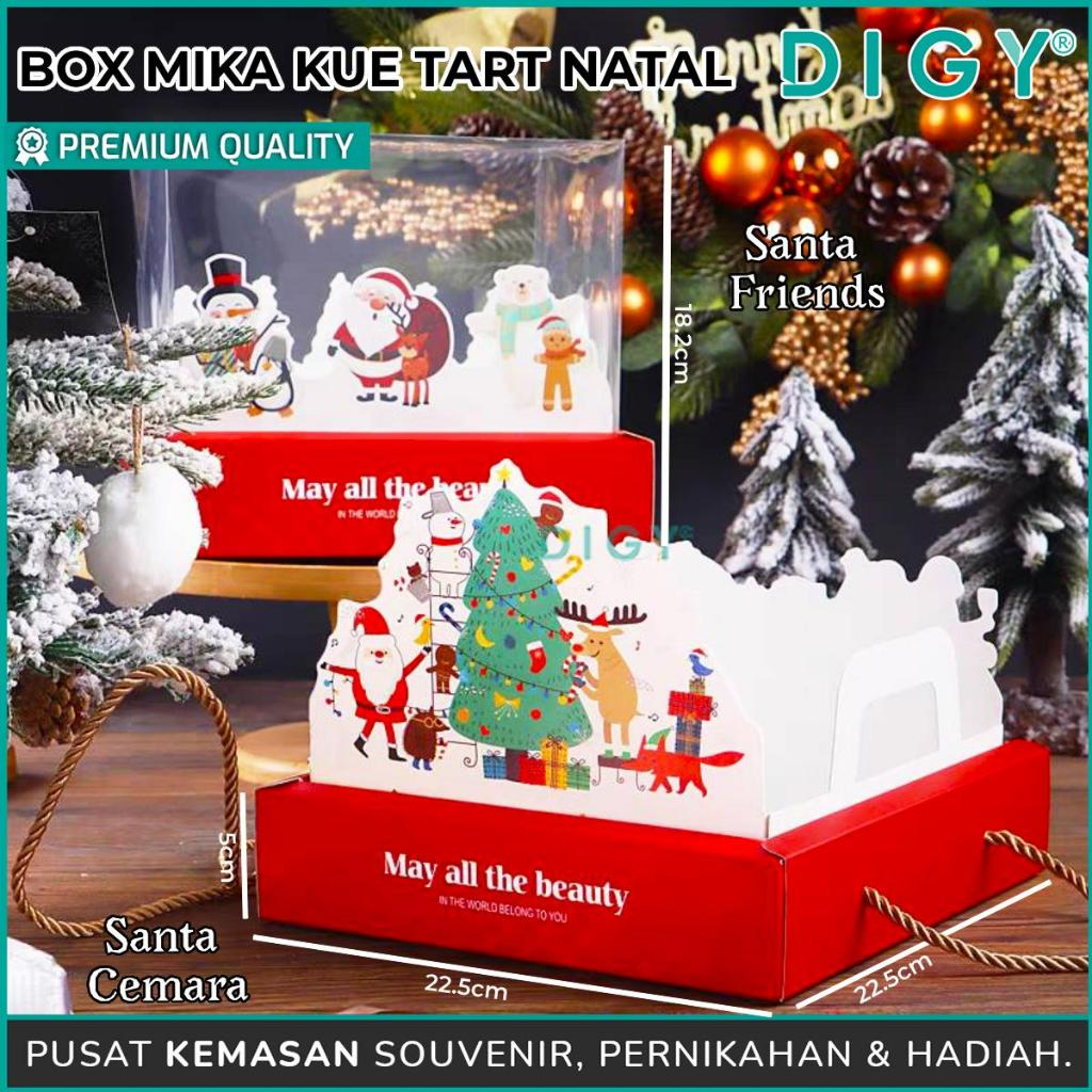 Kotak Natal 3D / Dus Mika Kue Tart Bolu Premium Christmas / Kotak Mika Natal / Kotak Mika Hampers Na