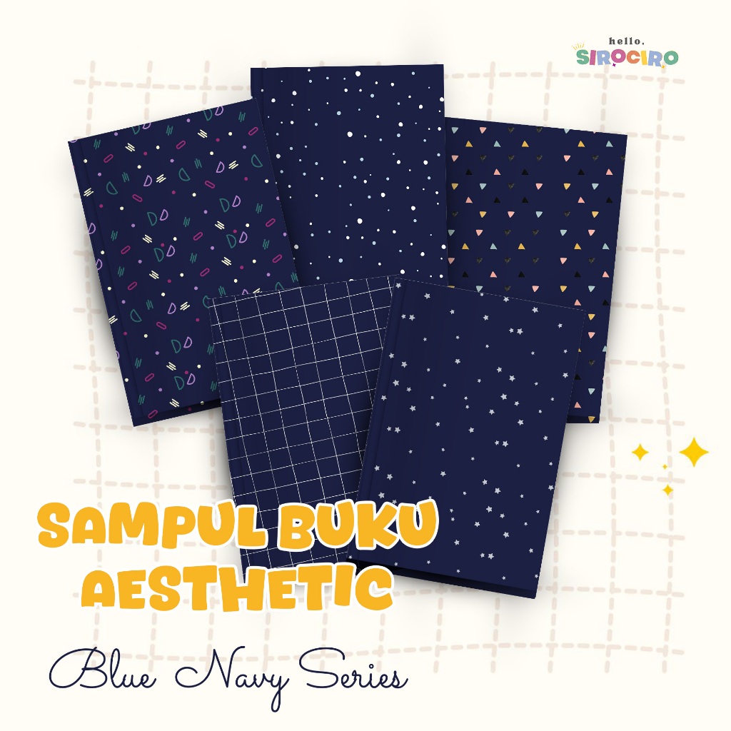 

8 Lembar Sampul Buku Biru Navy Aesthetic Sampul Buku Lucu A5 & B5