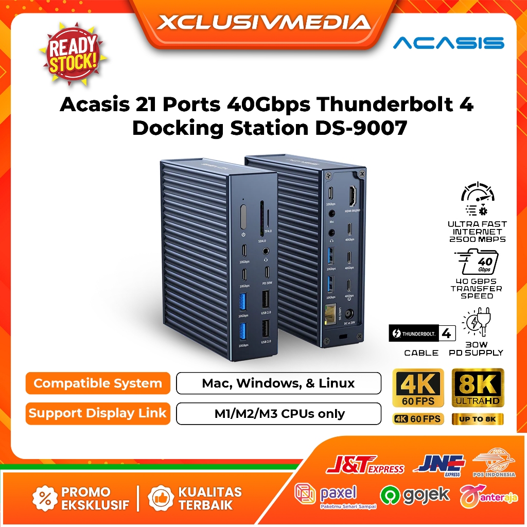 Acasis 21 Ports 40Gbps Thunderbolt 4 Docking Station for Mac with the M1, M2, M3, M4 Chip DS-9007