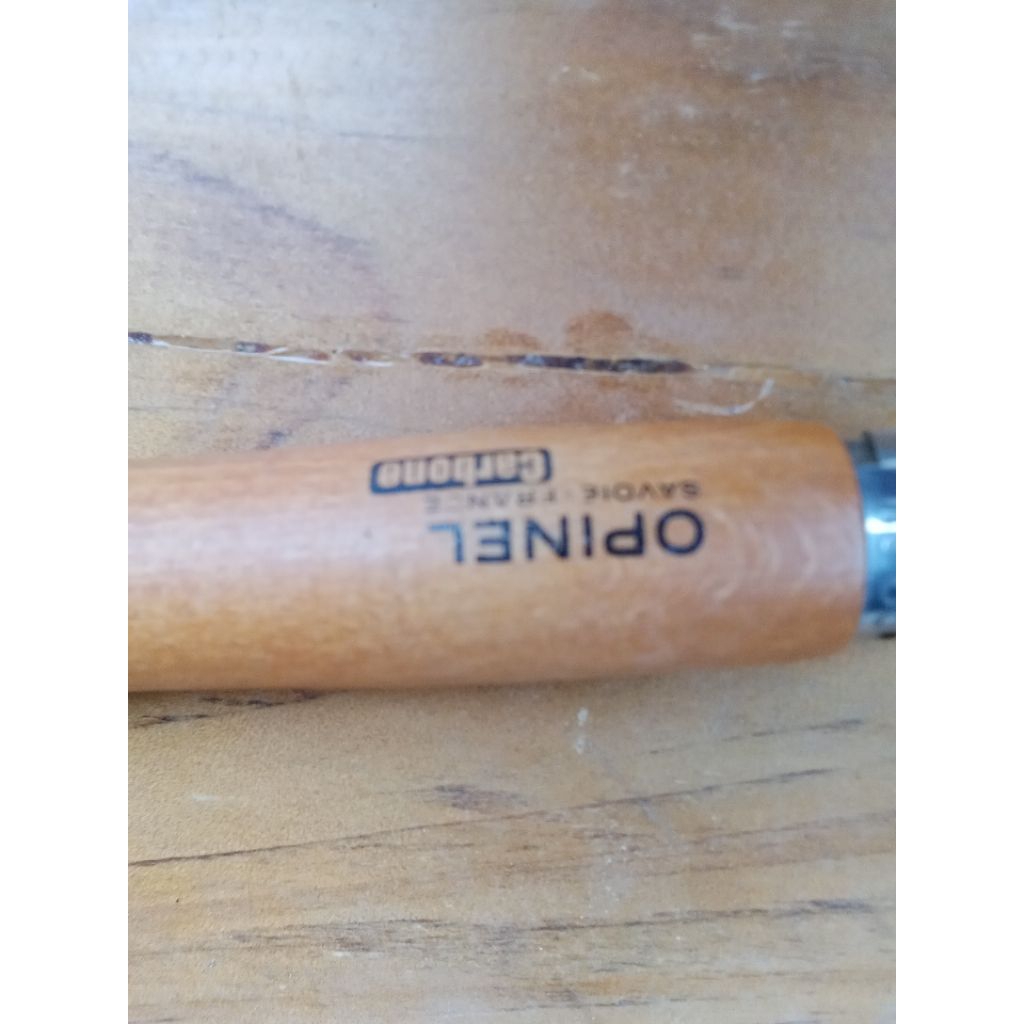 pisau opinel carbone no 8 bonus sarung kulit asli