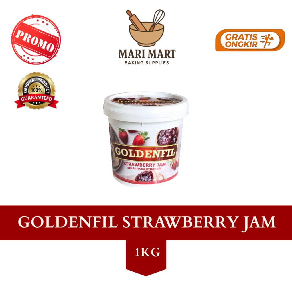 

Goldenfil Strawberry Jam / Selai Stroberi Buah Asli 1KG