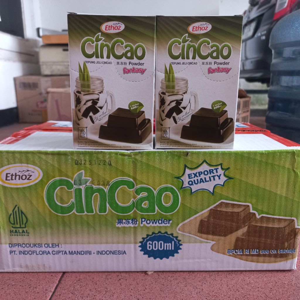 

Cincao Karton/Dus (1ctn = 12box/@12sachets/@7gr) Cincau Ethoz