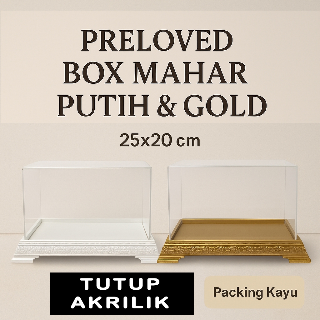 

PRELOVED Tempat Mahar Perhiasan Bahan Fiber 25x20 cm + Tutup Akrilik + Packing Kayu