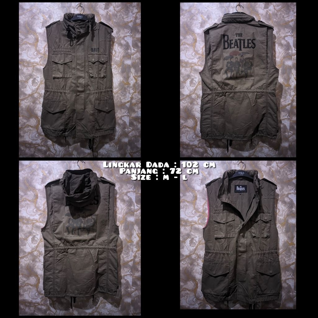 Rompi Model Parka Vintage Warna Hijau army Merk The Beatles Official Second Original.