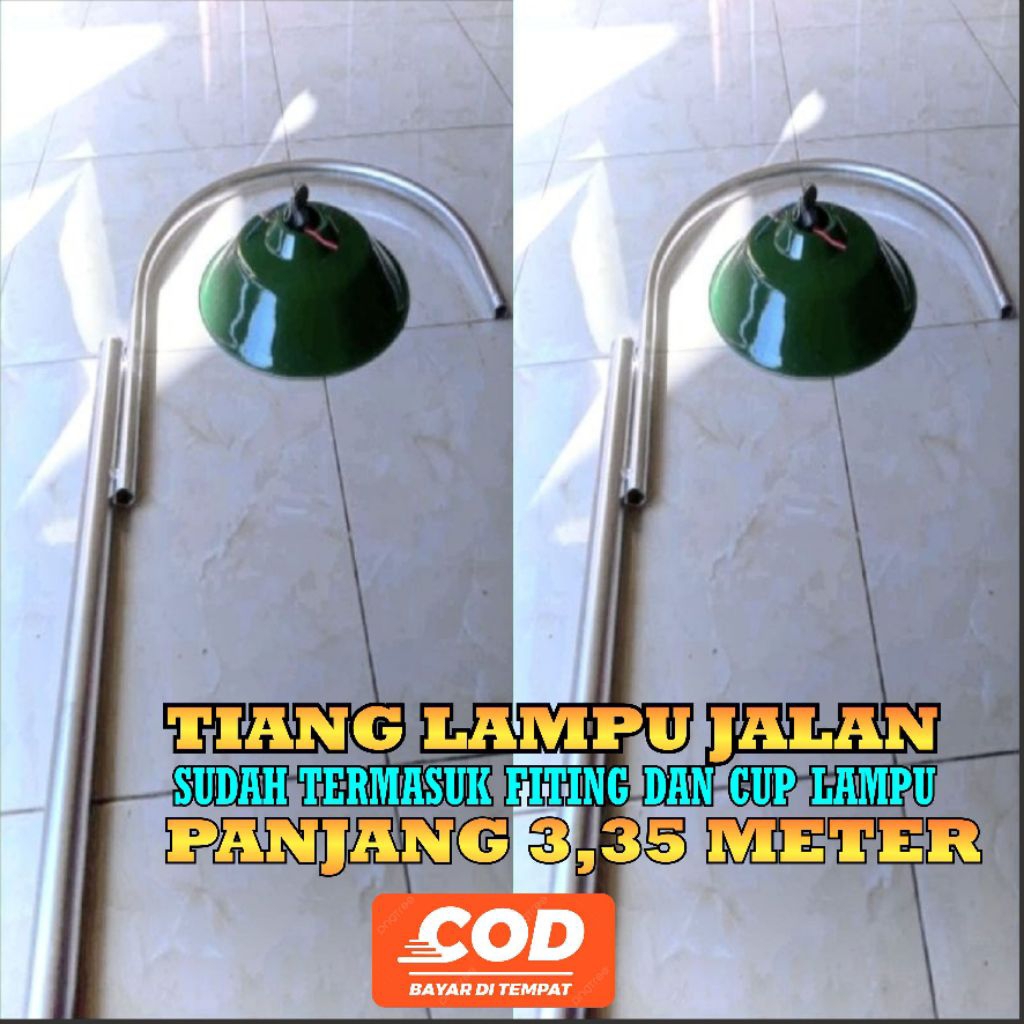 Mycoolcell Lampu Penerangan Jalan 3 Meter/Tiang Lampu/Lampu Pitingan Set Tiang/Lampu Set Tiang