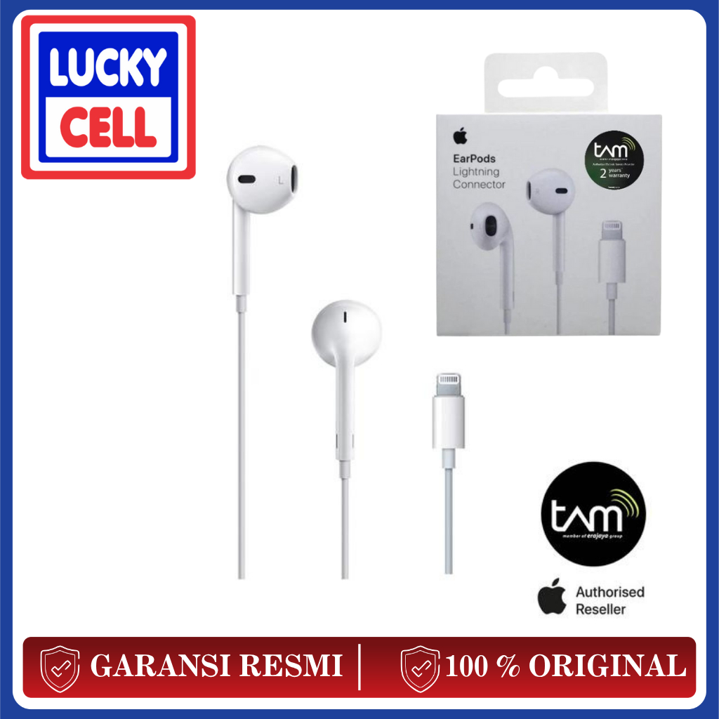 EarPods Lightning with Mic & Remote Garansi Resmi TAM 2 Tahun Original 100% Earphone iPhone 13 12 11