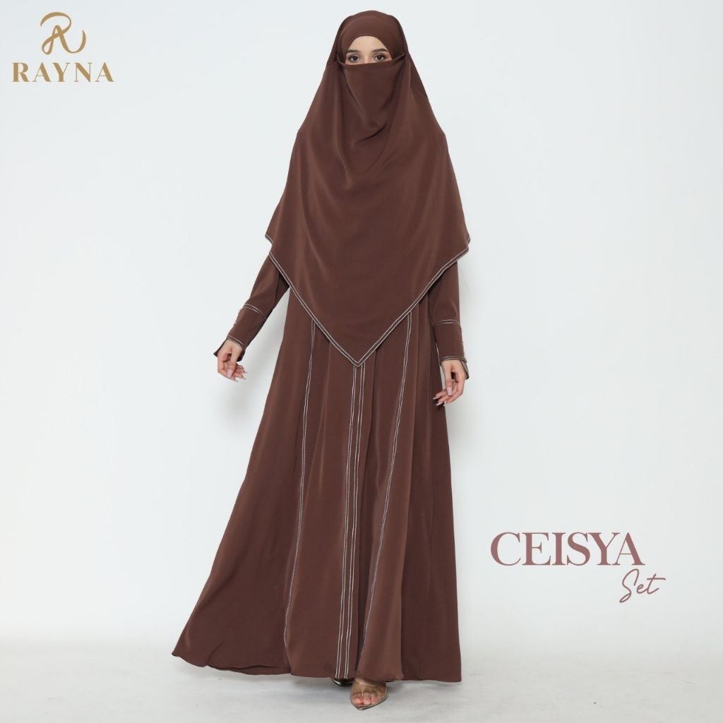 RAYNA - Ceisya Set French Khimar Bahan Premium  - Abaya Umroh Anti Uv