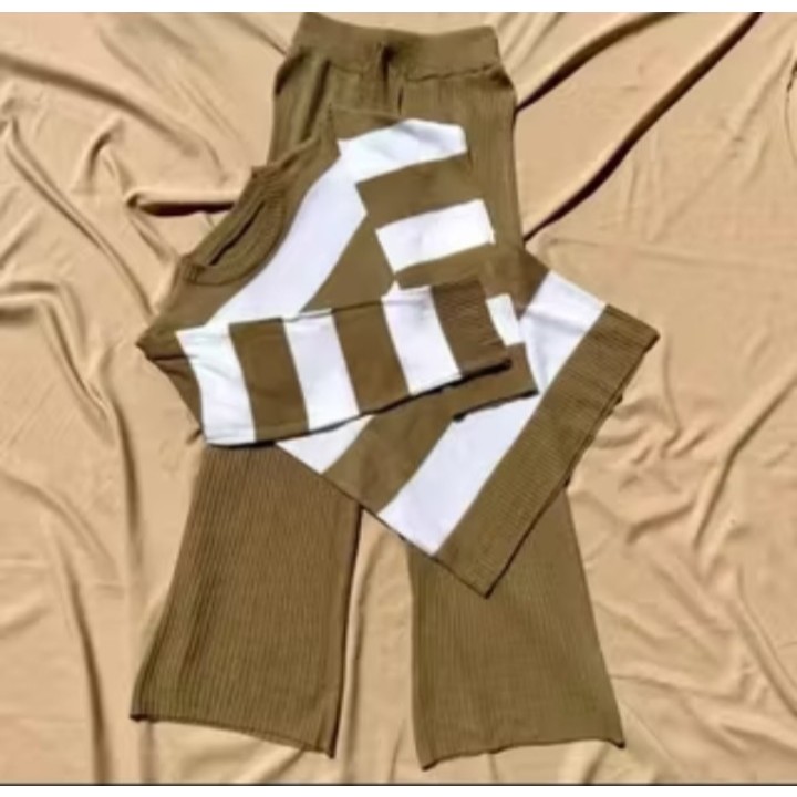 SETELAN RAJUT KEKINIAN/SETELAN WANITA // SETELAN RAJUT WANITA STRIPE