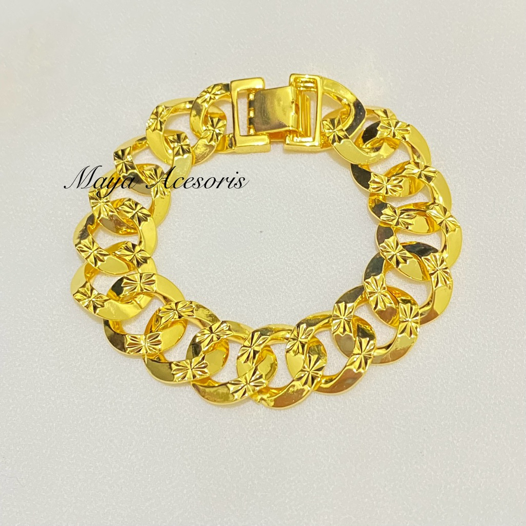 Gelang Plat Ukir Titanium Sisik Naga Awet Sampai 1 Tahun