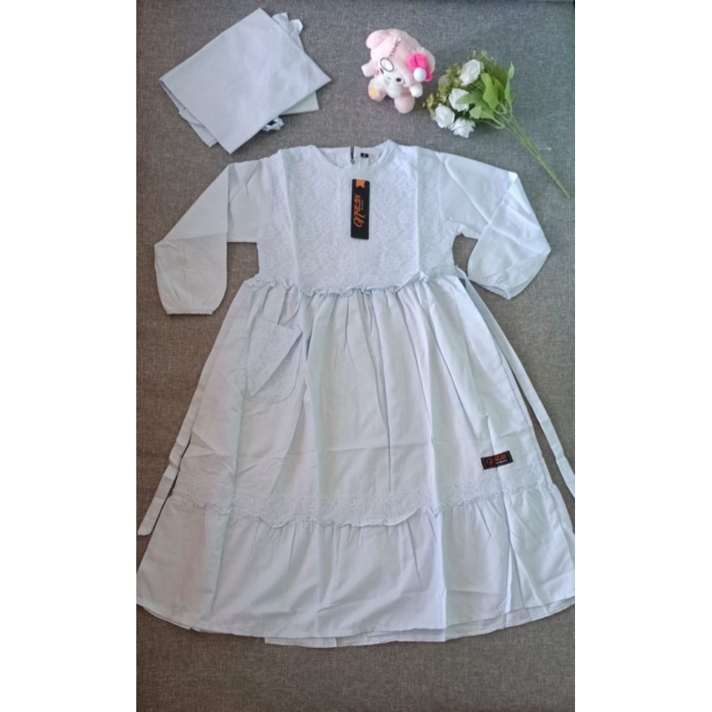 Baju Gamis Putih Brukat Anak