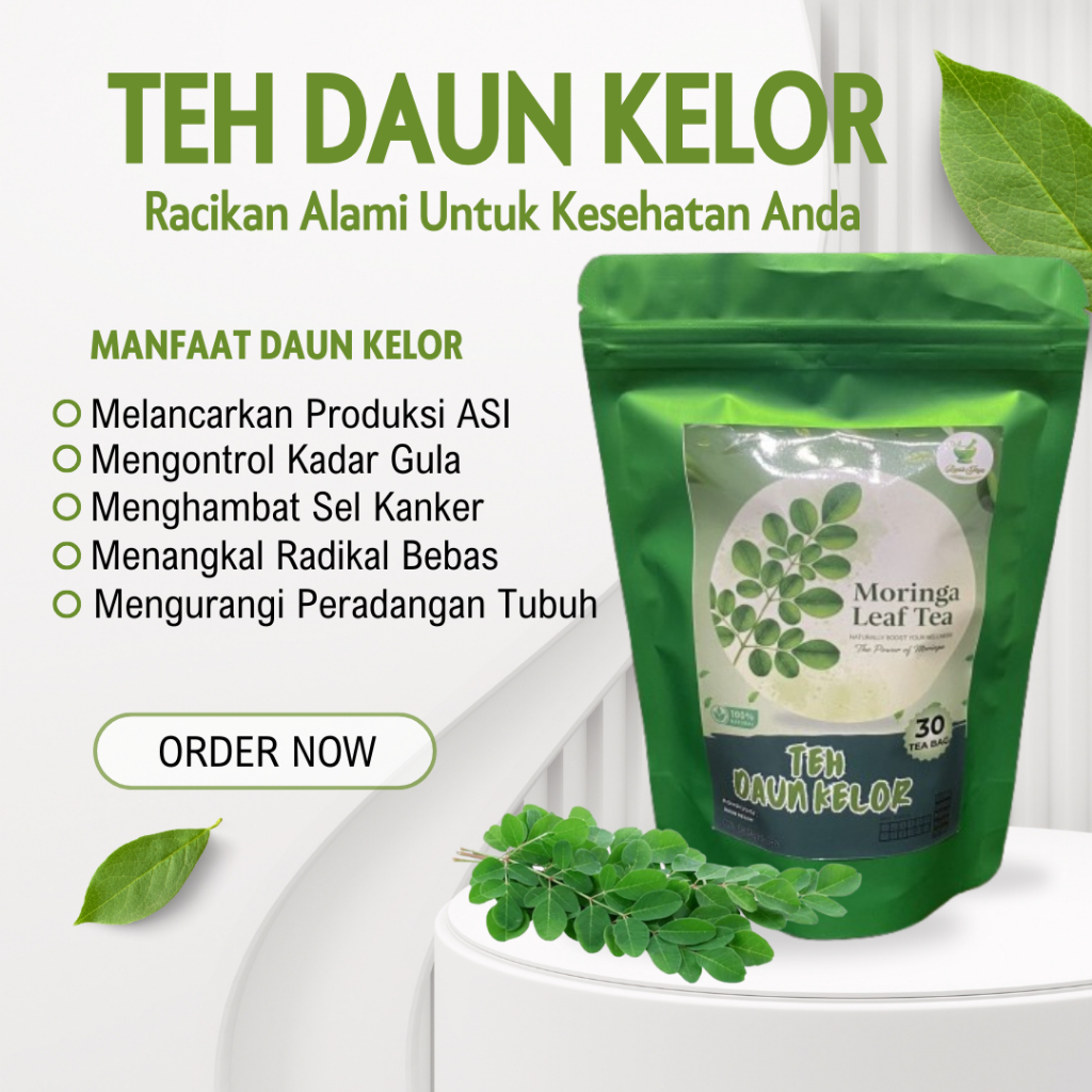 

Teh Daun Kelor Organik Moringa Oliefera isi 30 Tea bag herbal instant teh