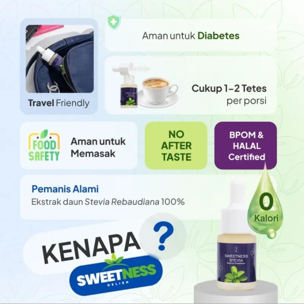 

SWEETNESS STEVIA NATURAL SWEETENER/pemanis alami 0 kalori