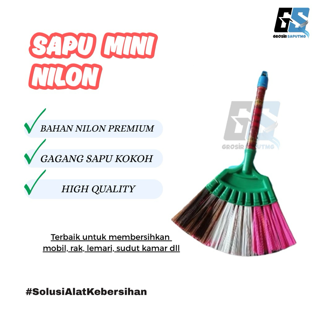 Sapu Mobil/ Sapu Senar Mini / Sapu Anak-anak / Gagang Kayu