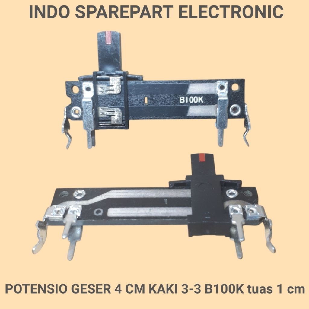 POTENSIO GESER 4 CM KAKI 3-3 B100K tuas 1 cm
