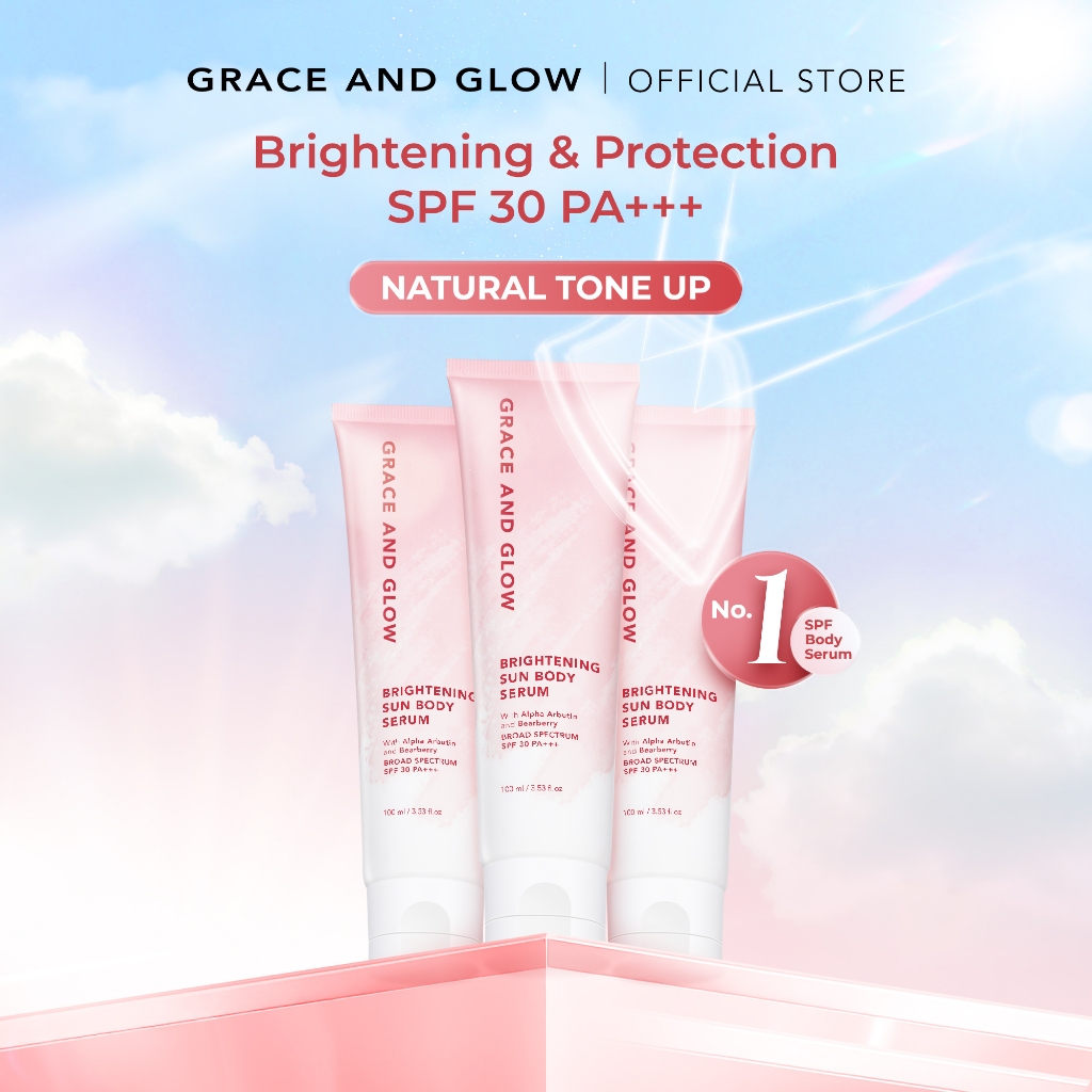 Grace and Glow BUNDLE 3 PCS Brightening Sun Body Serum Hand Body Lotion SPF 30 PA+++ (100ml x 3pcs) 