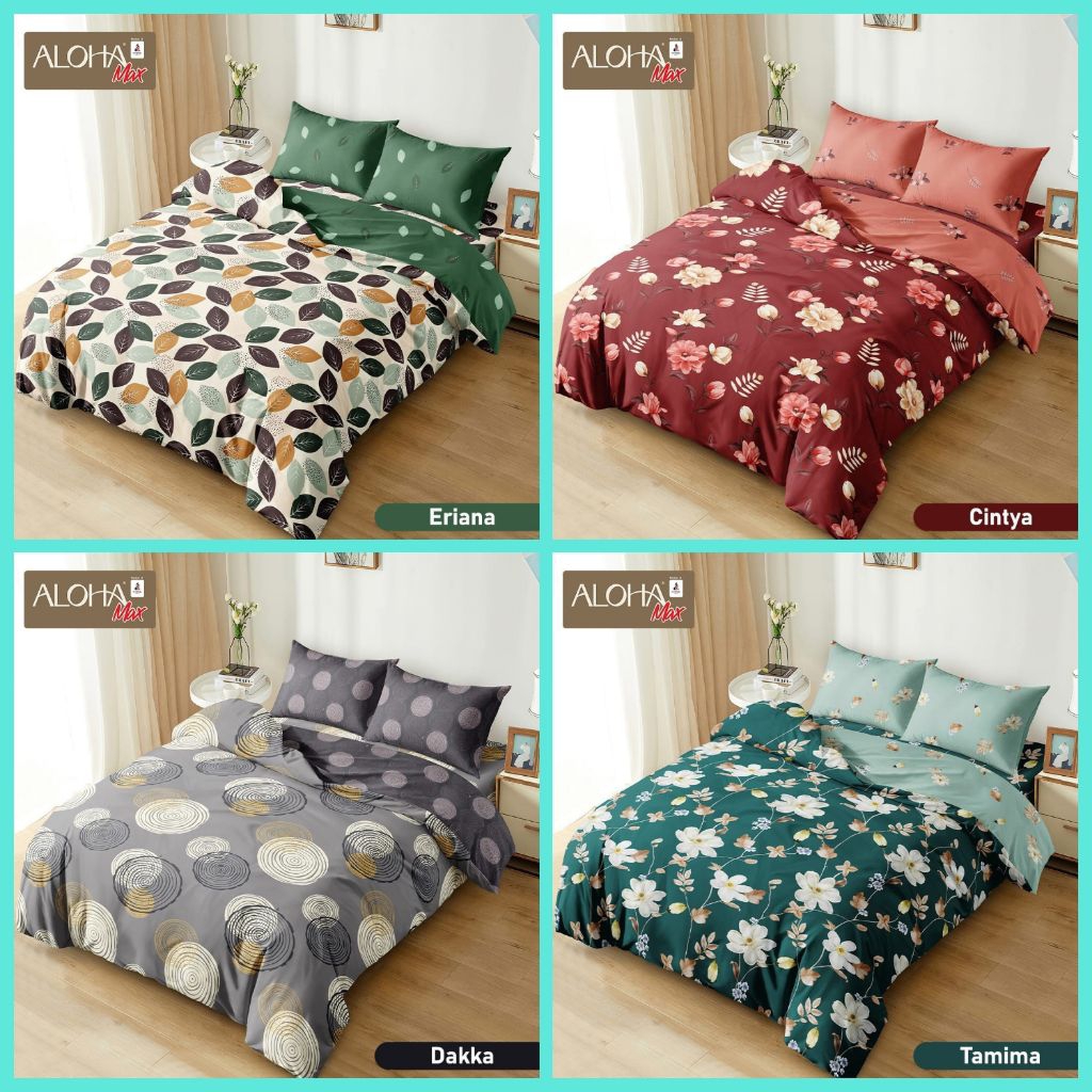 Satu set Bedcover Aloha / Bed Cover set ALOHA UK 180x200 tinggi 25cm