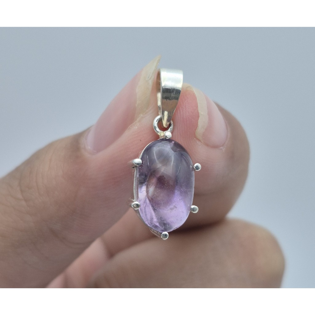 Liontin perak handmade batu amethyst kecubung kalimantan natural amethyst kecubung kalimantan